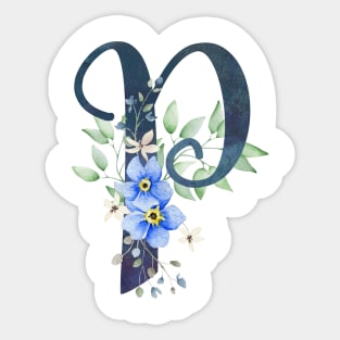 Floral Monogram P Wild Blue Flowers Sticker